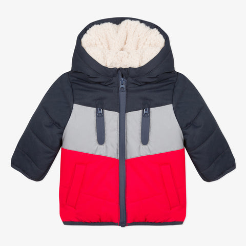 Baby boy coated color block bomber jacket