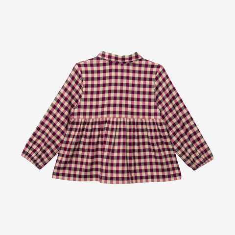 Baby girls' purple gingham blouse